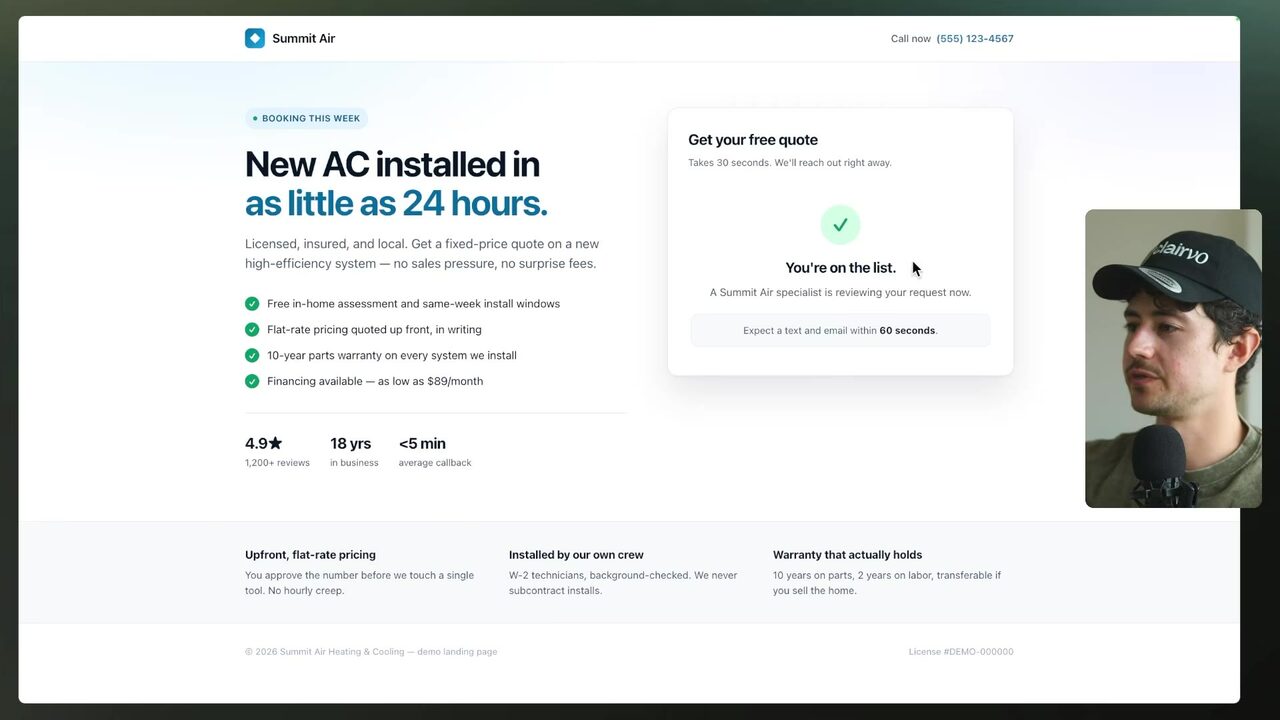 Summit Air confirmation page stating You're on the list and that a specialist is reviewing the request